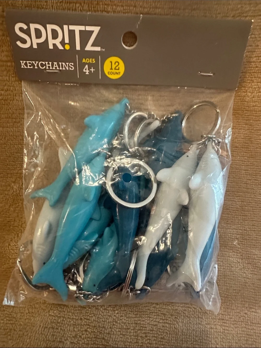 Spritz Dolphin Keychain Pack - Light Blue, Teal & White (12-Count)